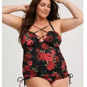 Wireless Cross Front Swim Dress With Brief, 2X